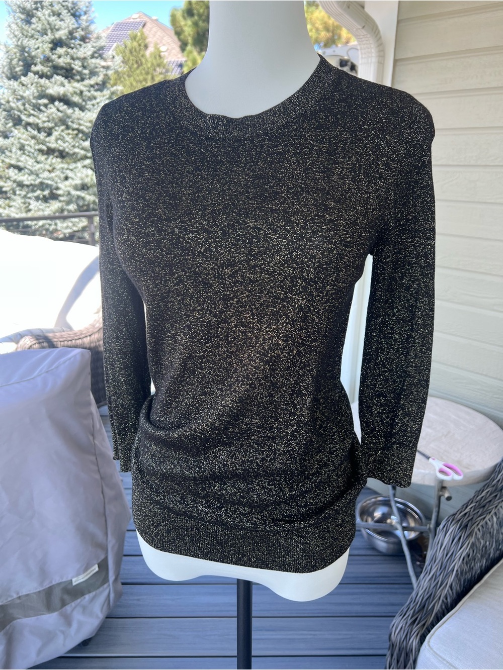 Women's Black Metallic Knit Sweater